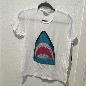 Lauren Moshi  Shark Graphic Tee - White and Blue